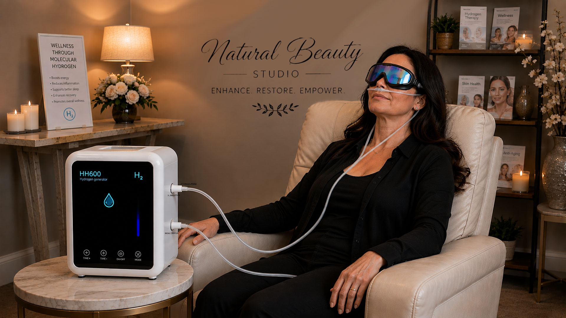 Molecular Hydrogen Inhalation Therapy session at Natural Beauty Studio